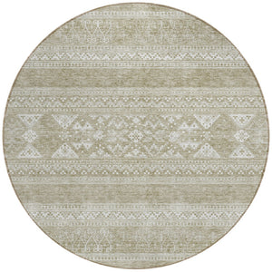 Homeroots 3' Chocolate And Gray Southwestern Indoor Outdoor Rug - Durable, Washable, Stylish For Any Space 8' Round Polyester 582826