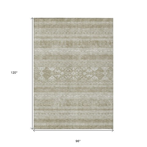Homeroots 3' Chocolate And Gray Southwestern Indoor Outdoor Rug - Durable, Washable, Stylish For Any Space 8' X 10' Polyester 582827