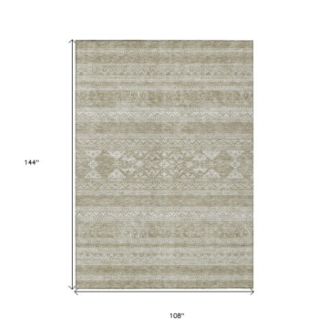 Homeroots 3' Chocolate And Gray Southwestern Indoor Outdoor Rug - Durable, Washable, Stylish For Any Space 9' X 12' Polyester 582828