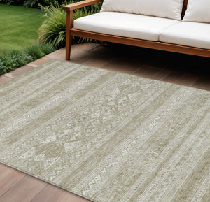 Homeroots 3' Chocolate And Gray Southwestern Indoor Outdoor Rug - Durable, Washable, Stylish For Any Space 10' X 14' Polyester 582829