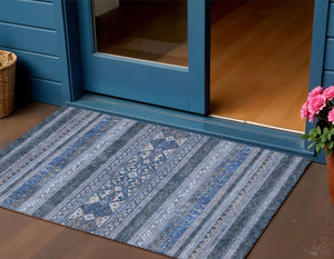 Homeroots 3' Chocolate And Gray Southwestern Indoor Outdoor Rug - Durable, Washable, Stylish For Any Space 3' X 5' Polyester 582830