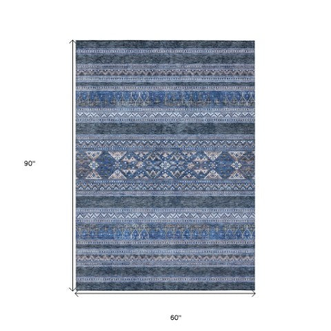 Homeroots 3' Chocolate And Gray Southwestern Indoor Outdoor Rug - Durable, Washable, Stylish For Any Space 5' X 8' Polyester 582831