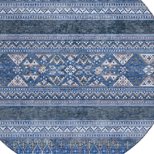 Homeroots 3' Chocolate And Gray Southwestern Indoor Outdoor Rug - Durable, Washable, Stylish For Any Space 8' Round Polyester 582832