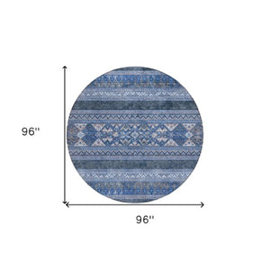 Homeroots 3' Chocolate And Gray Southwestern Indoor Outdoor Rug - Durable, Washable, Stylish For Any Space 8' Round Polyester 582832