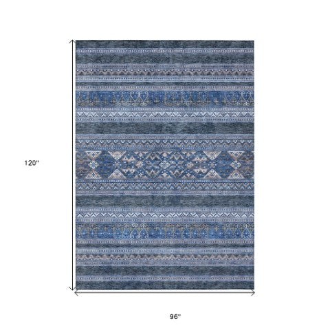 Homeroots 3' Chocolate And Gray Southwestern Indoor Outdoor Rug - Durable, Washable, Stylish For Any Space 8' X 10' Polyester 582833