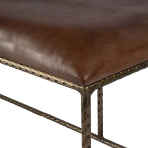 Butler Specialty Lloyd Backless Upholstered Bench - Luxurious Leather And Artisan Iron Design For Modern Living Spaces Brown,Gold Iron,Leather 5828344-butler