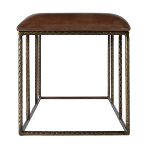 Butler Specialty Lloyd Backless Upholstered Bench - Luxurious Leather And Artisan Iron Design For Modern Living Spaces Brown,Gold Iron,Leather 5828344-butler