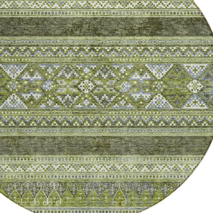 Homeroots 3' Chocolate And Gray Southwestern Indoor Outdoor Rug - Durable, Washable, Stylish For Any Space 8' Round Polyester 582838