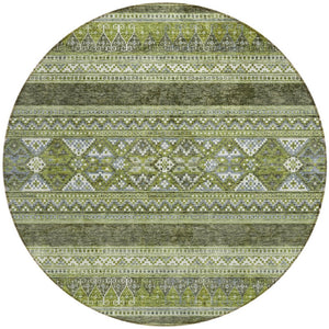 Homeroots 3' Chocolate And Gray Southwestern Indoor Outdoor Rug - Durable, Washable, Stylish For Any Space 8' Round Polyester 582838
