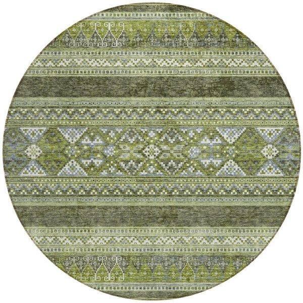 Homeroots 3' Chocolate And Gray Southwestern Indoor Outdoor Rug - Durable, Washable, Stylish For Any Space 8' Round Polyester 582838
