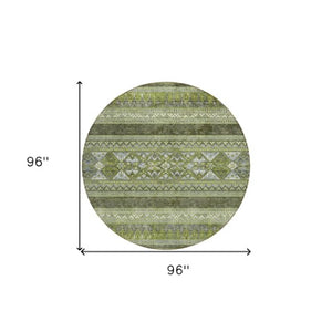 Homeroots 3' Chocolate And Gray Southwestern Indoor Outdoor Rug - Durable, Washable, Stylish For Any Space 8' Round Polyester 582838