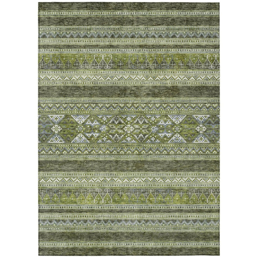 HomeRoots 9' Durable Southwestern Indoor Outdoor Area Rug in Earthy Olive and Artichoke Green for Any Space 9' X 12' 582840