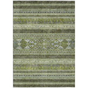 HomeRoots 9' Durable Southwestern Indoor Outdoor Area Rug in Earthy Olive and Artichoke Green for Any Space 9' X 12' 582840