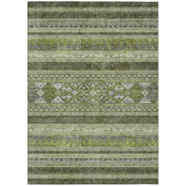 HomeRoots 9' Durable Southwestern Indoor Outdoor Area Rug in Earthy Olive and Artichoke Green for Any Space 9' X 12' 582840