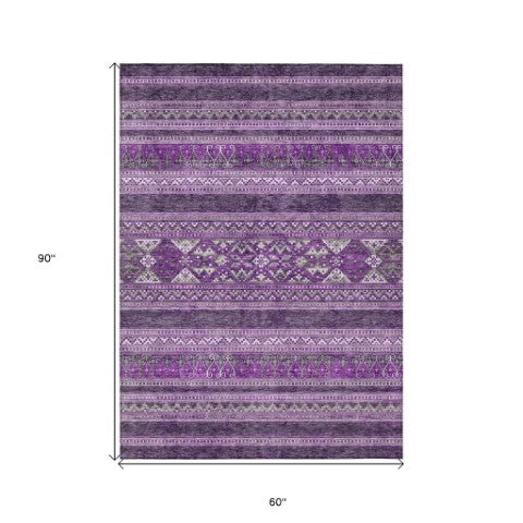Homeroots 3' Chocolate And Gray Southwestern Indoor Outdoor Rug - Durable, Washable, Stylish For Any Space 5' X 8' Polyester 582843