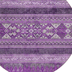 Homeroots 3' Chocolate And Gray Southwestern Indoor Outdoor Rug - Durable, Washable, Stylish For Any Space 8' Round Polyester 582844