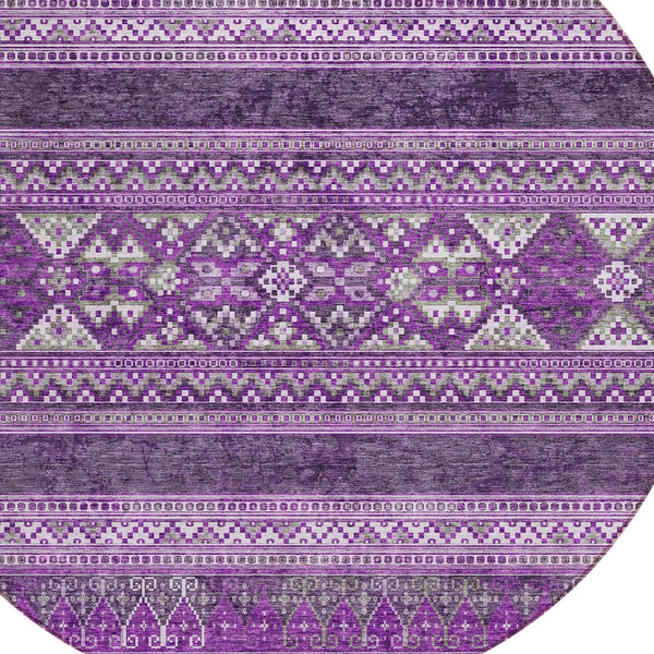 Homeroots 3' Chocolate And Gray Southwestern Indoor Outdoor Rug - Durable, Washable, Stylish For Any Space 8' Round Polyester 582844