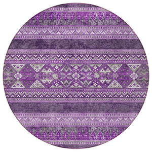 Homeroots 3' Chocolate And Gray Southwestern Indoor Outdoor Rug - Durable, Washable, Stylish For Any Space 8' Round Polyester 582844