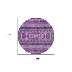 Homeroots 3' Chocolate And Gray Southwestern Indoor Outdoor Rug - Durable, Washable, Stylish For Any Space 8' Round Polyester 582844