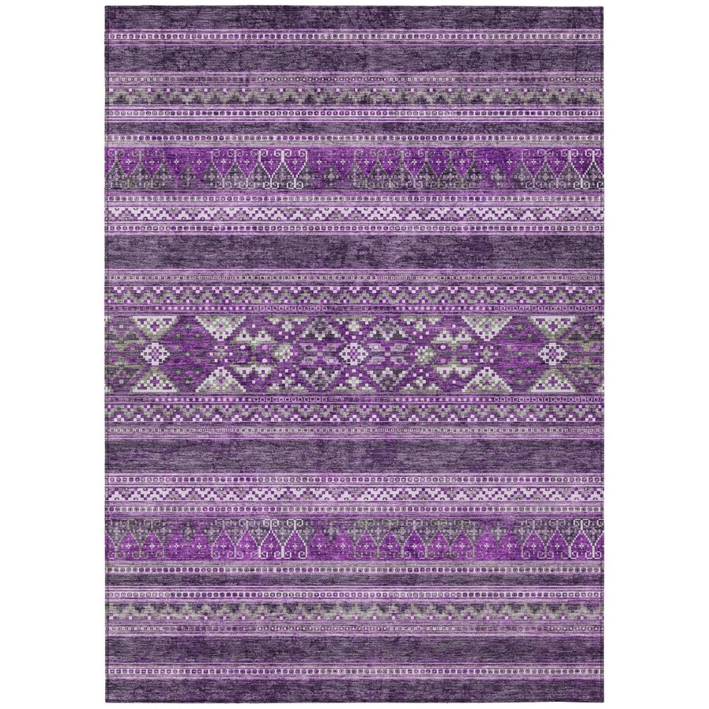 HomeRoots 9' Southwestern Eggplant and Gray Area Rug - Durable, Washable Design for Indoor and Outdoor Use 9' X 12' 582846