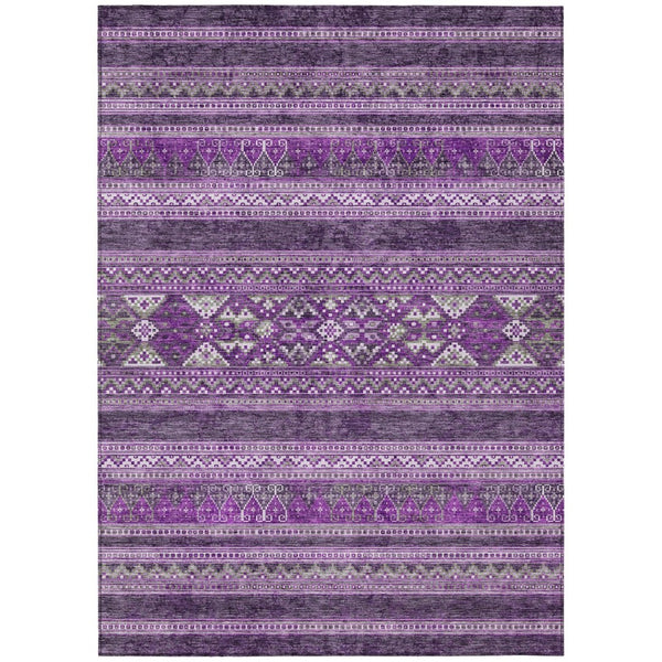 HomeRoots 5' Bold Southwestern Purple Eggplant and Gray Indoor Outdoor Area Rug for Versatile Living Spaces 10' X 14' 582847