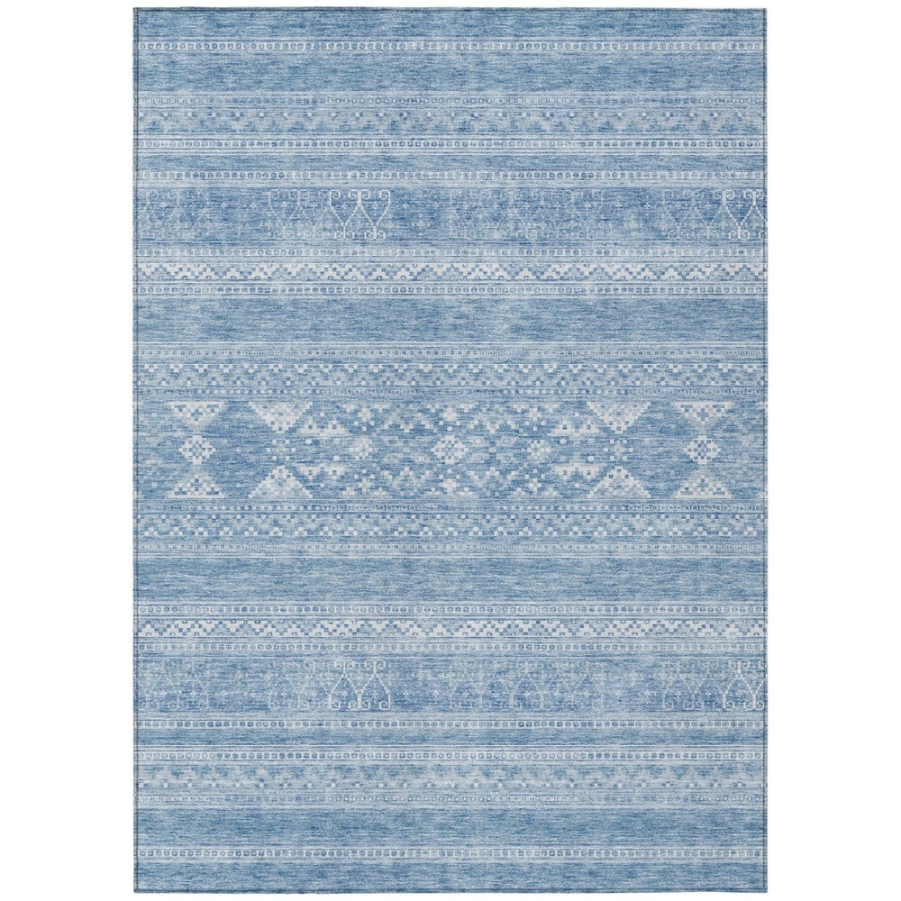 HomeRoots 5' Sky Blue and Ivory Southwestern Area Rug – Durable, Washable, Stylish for Indoor and Outdoor Use 5' X 8' 582849