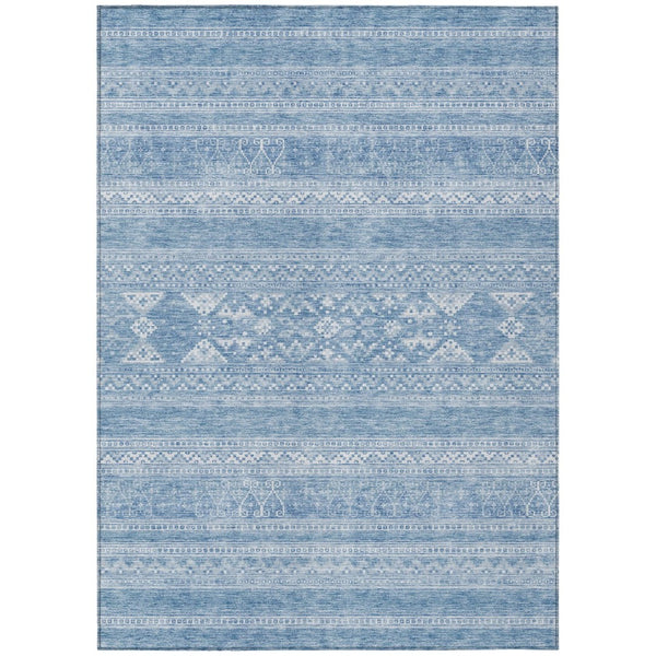 HomeRoots 5' Sky Blue and Ivory Southwestern Area Rug – Durable, Washable, Stylish for Indoor and Outdoor Use 5' X 8' 582849