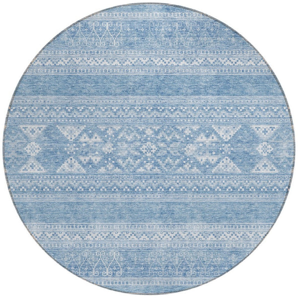 Homeroots 3' Chocolate And Gray Southwestern Indoor Outdoor Rug - Durable, Washable, Stylish For Any Space 8' Round Polyester 582850