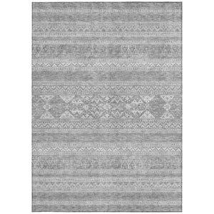 Homeroots 3' Chocolate And Gray Southwestern Indoor Outdoor Rug - Durable, Washable, Stylish For Any Space 3' X 5' Polyester 582854