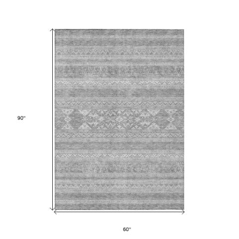 Homeroots 3' Chocolate And Gray Southwestern Indoor Outdoor Rug - Durable, Washable, Stylish For Any Space 5' X 8' Polyester 582855
