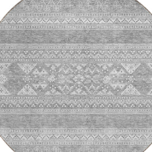 Homeroots 3' Chocolate And Gray Southwestern Indoor Outdoor Rug - Durable, Washable, Stylish For Any Space 8' Round Polyester 582856