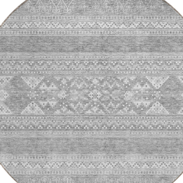 Homeroots 3' Chocolate And Gray Southwestern Indoor Outdoor Rug - Durable, Washable, Stylish For Any Space 8' Round Polyester 582856