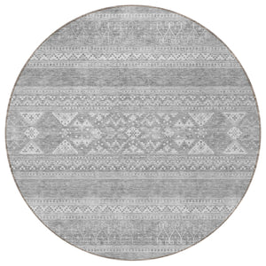 Homeroots 3' Chocolate And Gray Southwestern Indoor Outdoor Rug - Durable, Washable, Stylish For Any Space 8' Round Polyester 582856