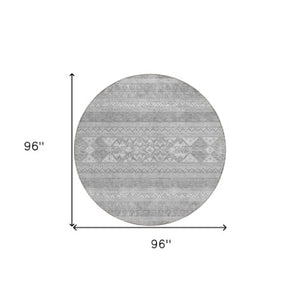 Homeroots 3' Chocolate And Gray Southwestern Indoor Outdoor Rug - Durable, Washable, Stylish For Any Space 8' Round Polyester 582856