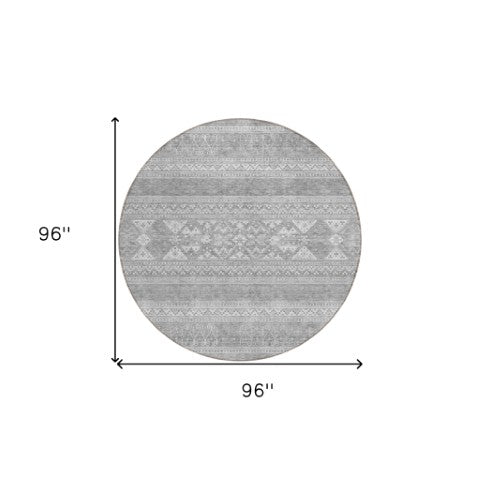 Homeroots 3' Chocolate And Gray Southwestern Indoor Outdoor Rug - Durable, Washable, Stylish For Any Space 8' Round Polyester 582856