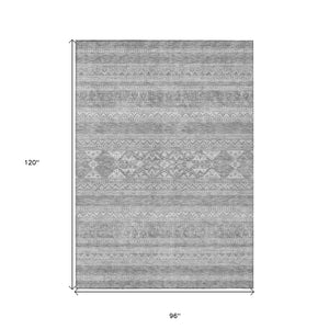 Homeroots 3' Chocolate And Gray Southwestern Indoor Outdoor Rug - Durable, Washable, Stylish For Any Space 8' X 10' Polyester 582857