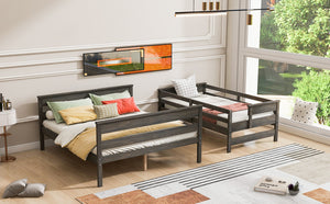 English Elm Wood Twin Xl Over Queen Bunk Bed In Gray - Stylish Space-Saving Solution For Kids & Guests! GX000446AAE-1-GIGA