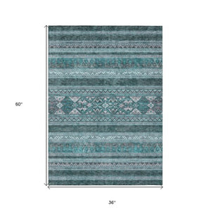 Homeroots 3' Chocolate And Gray Southwestern Indoor Outdoor Rug - Durable, Washable, Stylish For Any Space 3' X 5' Polyester 582860