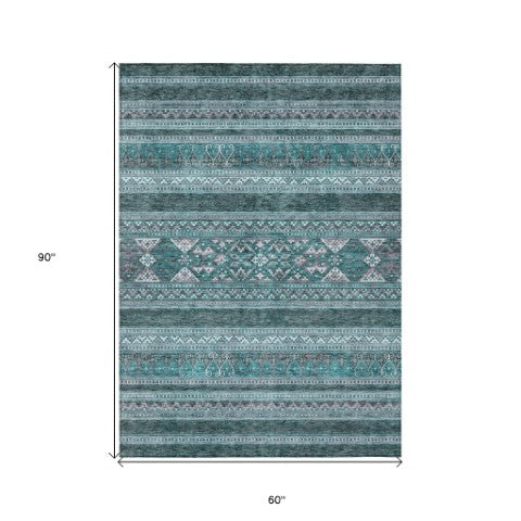 Homeroots 3' Chocolate And Gray Southwestern Indoor Outdoor Rug - Durable, Washable, Stylish For Any Space 5' X 8' Polyester 582861