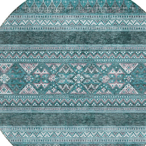 Homeroots 3' Chocolate And Gray Southwestern Indoor Outdoor Rug - Durable, Washable, Stylish For Any Space 8' Round Polyester 582862