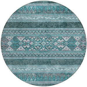 Homeroots 3' Chocolate And Gray Southwestern Indoor Outdoor Rug - Durable, Washable, Stylish For Any Space 8' Round Polyester 582862