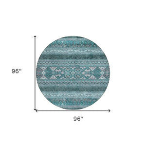 Homeroots 3' Chocolate And Gray Southwestern Indoor Outdoor Rug - Durable, Washable, Stylish For Any Space 8' Round Polyester 582862