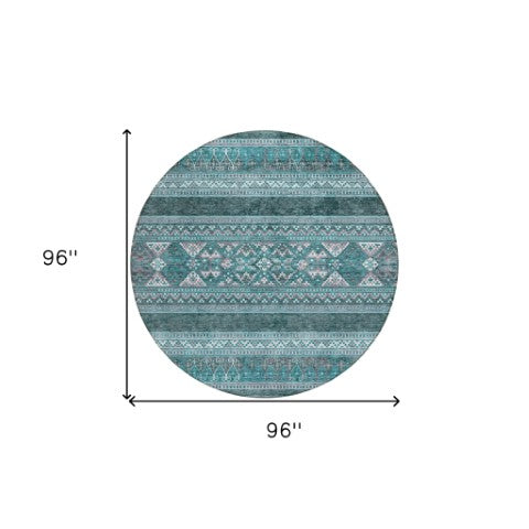 Homeroots 3' Chocolate And Gray Southwestern Indoor Outdoor Rug - Durable, Washable, Stylish For Any Space 8' Round Polyester 582862