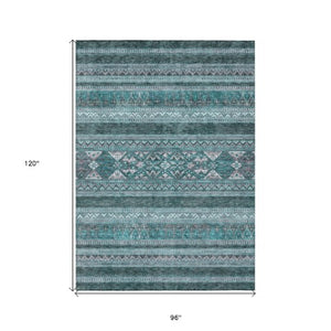 Homeroots 3' Chocolate And Gray Southwestern Indoor Outdoor Rug - Durable, Washable, Stylish For Any Space 8' X 10' Polyester 582863