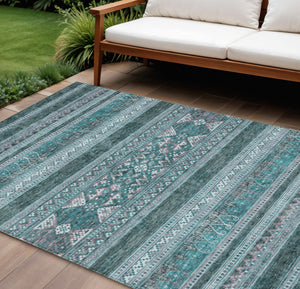 Homeroots 3' Chocolate And Gray Southwestern Indoor Outdoor Rug - Durable, Washable, Stylish For Any Space 9' X 12' Polyester 582864