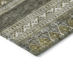 Homeroots 3' Chocolate And Gray Southwestern Indoor Outdoor Rug - Durable, Washable, Stylish For Any Space 3' X 5' Polyester 582866