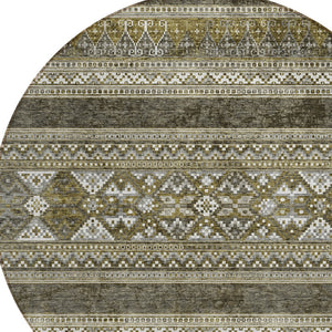 Homeroots 3' Chocolate And Gray Southwestern Indoor Outdoor Rug - Durable, Washable, Stylish For Any Space 8' Round Polyester 582868