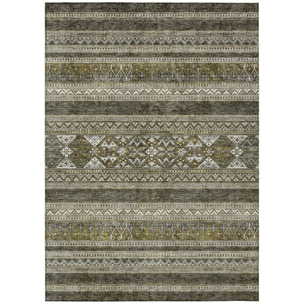 HomeRoots 5' Durable Taupe Beige and Ivory Southwestern Area Rug for Indoor and Outdoor Easy Care Living 8' X 10' 582869