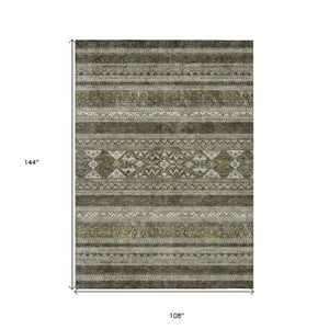 Homeroots 3' Chocolate And Gray Southwestern Indoor Outdoor Rug - Durable, Washable, Stylish For Any Space 9' X 12' Polyester 582870
