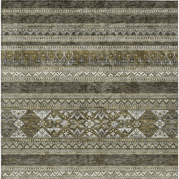 Homeroots 3' Chocolate And Gray Southwestern Indoor Outdoor Rug - Durable, Washable, Stylish For Any Space 9' X 12' Polyester 582870
